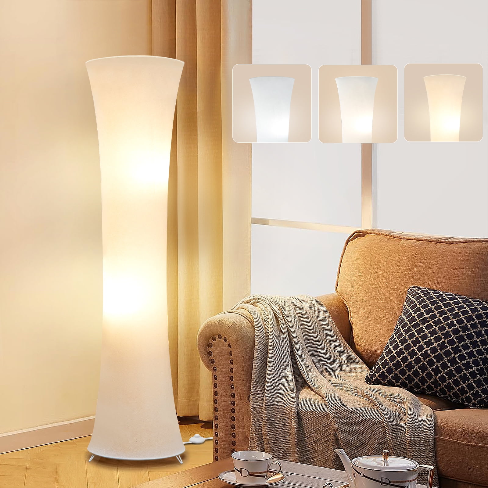 NATYSWAN 46“ Floor Lamp for Living Room, 3 Color Temperature Led Column Floor Lamp Standing Lamp Corner Floor Lamp for Bedroom, Office & Living Room, Bulbs Include