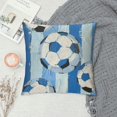 thumbnail image 2 of Soccer Throw Pillow Covers Twin Cartoon Football Cushion Case Blue Stripe for Kids Boys Girls Teens Toddler Decorative Pillowcase Sport Ball Game Home Decor, 2 of 5