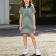 thumbnail image 5 of Spazoro Girls Cute Dresses, Soft & Comfy Striped Collared Short Sleeve Casual A-Line Dress for School Green Size 3-4 T, 5 of 6