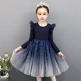 thumbnail image 2 of XEGLSBU Dresses for Girls 14-16 Girls Long Sleeve Gradient Star Dress Party Gown Autumn Fashion Formal Wear B-Navy Size 8-9 Years, 2 of 8
