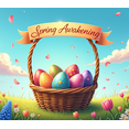 thumbnail image 4 of Spring Themed Yellow Ribbon Banner with Spring Awakening TextBasket of Colorful Flower Field Background Celebrations Gatherings and Family Photo Props, 4 of 4