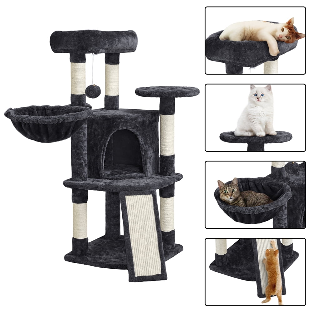 Alden Design 42"H Multilevel Cat Tree Tower with Condo and Perches, Black