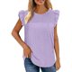 thumbnail image 1 of Playeras,Blusas y Tops,Ropa para Mujer Verano Tops Camiseta sin mangas con volantes y costuras de tela jacquard hueca de cuello redondo para mujer (Purple, M), 1 of 4