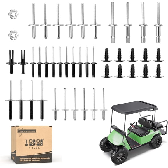 Golf Cart Complete Body Metal Rivet Hardware Kit for 1994 EZGO TXT Gas/Electric with Extra 10 PCS Plastic Fastener Tree Rivets