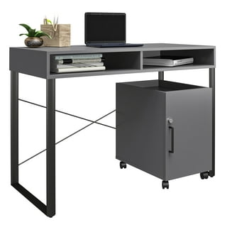 Realspace 56 W Trazer Computer Desk With Storage Shelves Gray