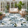 Blue Flower 3x5ft Non Slip Area Rug Watercolor Spring Blue Floral Green ...