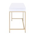 thumbnail image 4 of White High Gloss Writing Desk 47.5" with Gold Metal Base, 2-Drawer Office Desk, Contemporary Style, Home Office/Study Desk. Elegant & Durable., 4 of 5