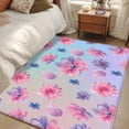thumbnail image 4 of 3'x5' Rug for Living Room Bedroom, Spring Floral Washable Area Rugs Non-Slip Carpet Mats, Purple Pink Blue Flower Summer Botanical Indoor Low Pile Area Rug Runner for Kitchen, Mudroom, 4 of 8