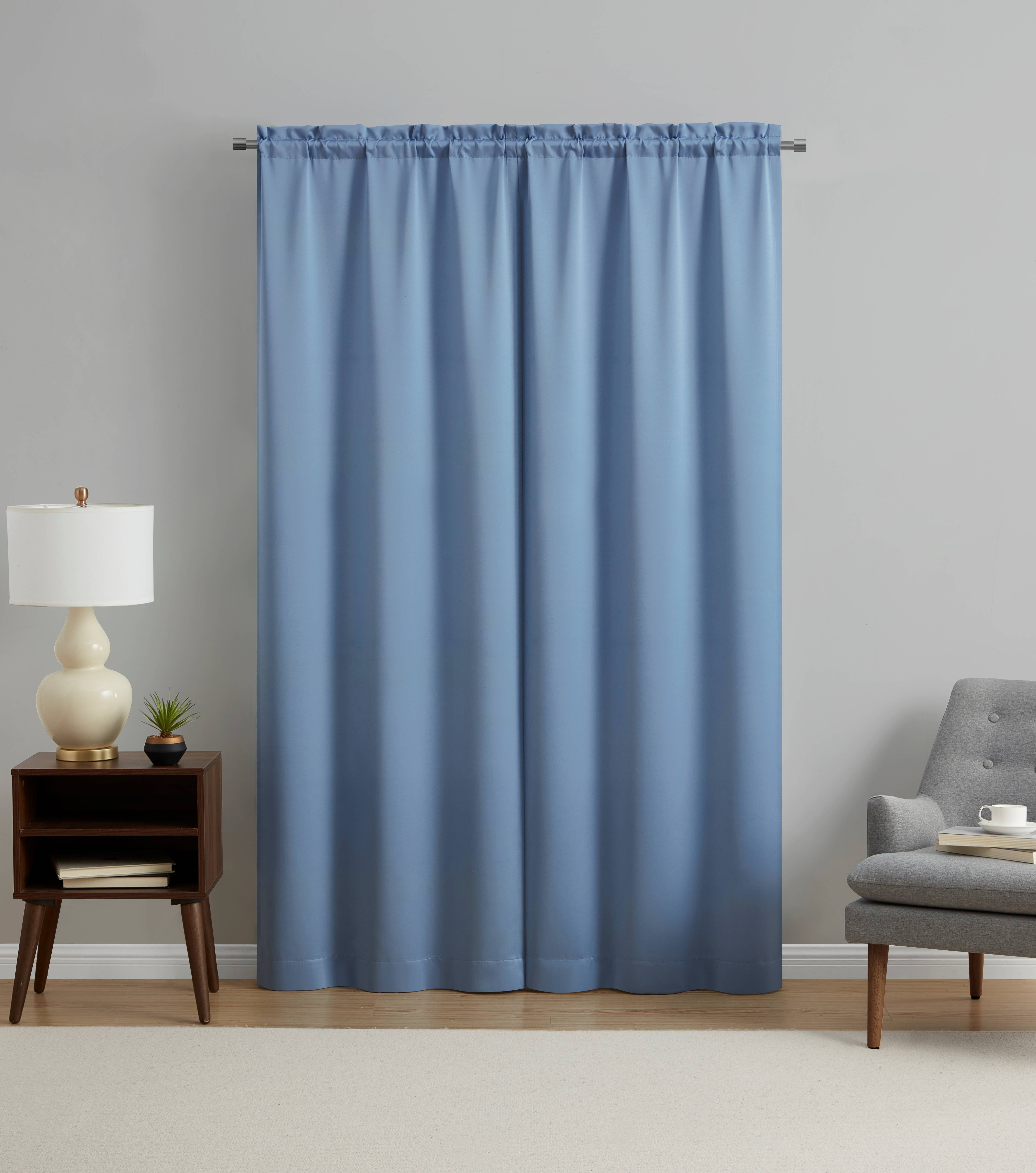 (2 pack) Mainstays Blackout Curtain Panel Pair, Set of 2, Blue Quartz, 30"W x 84"L