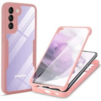 Clear Case for Samsung Galaxy S22 with Built-in Screen Protector, Slim Full Body Rugged Soft TPU Bumper Protective Phone Cover Case for Samsung Galaxy S22 QC Pink
