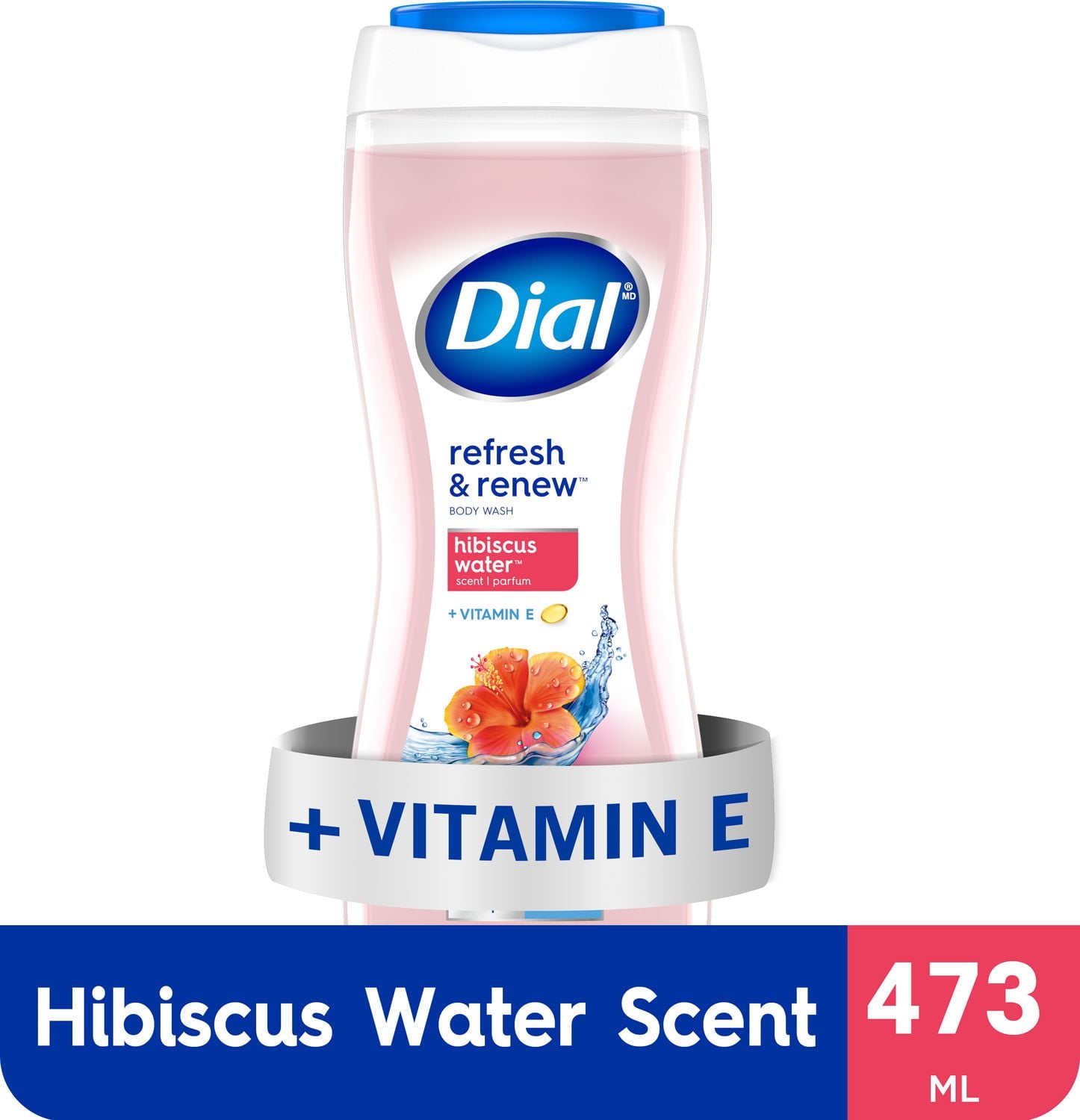 Nettoyant rafraîchissant pour le corps à l’eau d'hibiscus Dial, 473 ml, testé par des dermatologues, sans silicones, parabènes, phtalates ni SLS, emballage de 1