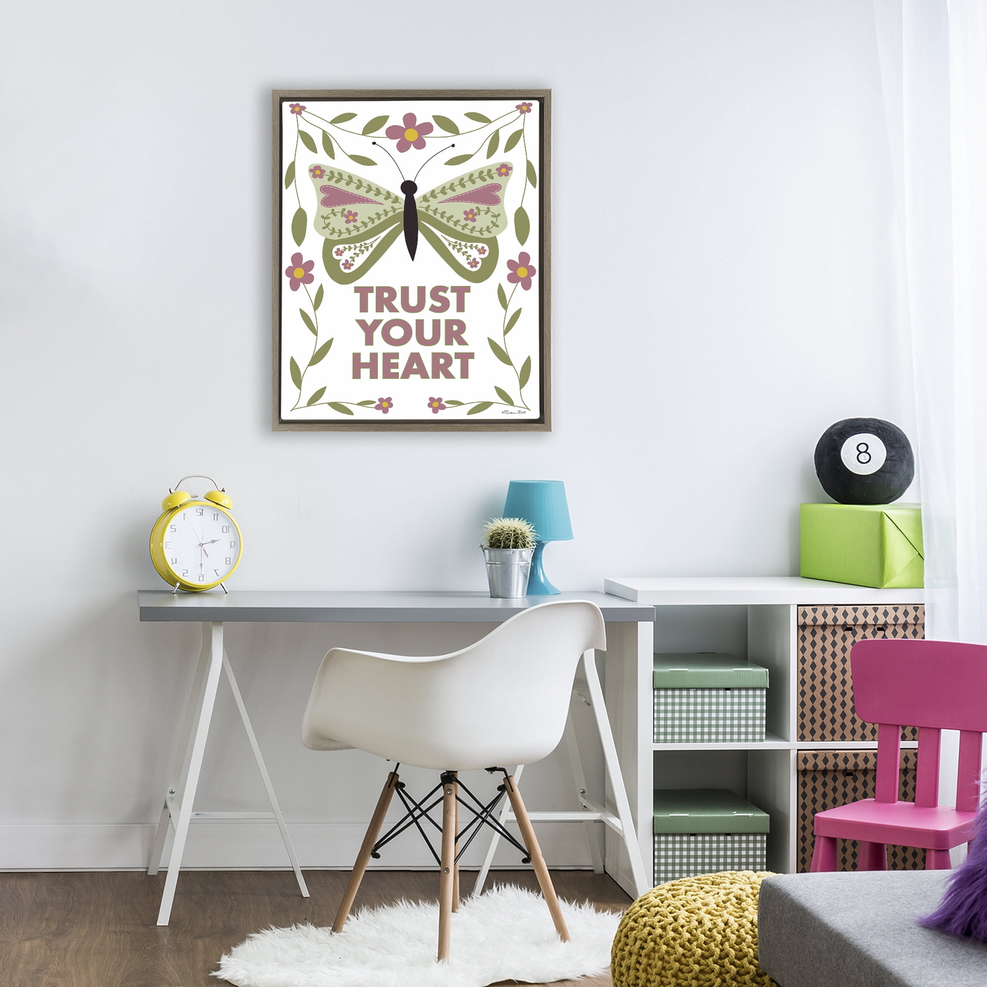 Stupell Industries Trust Your Heart Symmetrical Brown Framed Floater Canvas Wall Art, design by Susan Ball