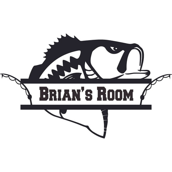 Fish Fisherman Customized Wall Decal - Custom Vinyl Wall Art - Personalized Name - Baby Girls Boys Kids Nursery Daycare Bedroom Wall Decal Room Decor Wall Stickers Decoration Size (15x30 inch)