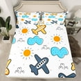 thumbnail image 2 of Castle Fairy Boys Girls Cute Aircraft Airplane Twin Sheet Sets 3pcs,Transportation Theme Twin Fitted Sheet Microfiber,Cartoon Plane Breathable Flat Sheet,Breathable Home Decor, 2 of 7