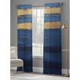 thumbnail image 4 of Abstract Color Block Sheer Curtains 96 Inches Long 2 Panels Gold Blue Lines Modernism Light Filtering Semi Sheer Window Curtains Drapes for Bedroom Living Room 52"x96", 4 of 7