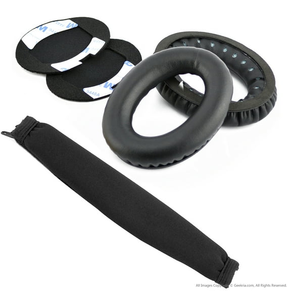 Geekria Replacement Ear Pads and Headband Cover Set for Boses QuietComfort QC2, QC15 Headphones, Repair Parts(Black)