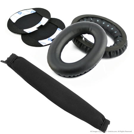 Geekria Replacement Ear Pads and Headband Cover Set for Boses QuietComfort QC2 QC15 Headphones Repair Parts(Black)