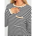 thumbnail image 7 of UZMOG Sweaters for Women, Striped Soft Knit Pullover Sweater Loose Fit Shirts with Chest Pocket, 7 of 7
