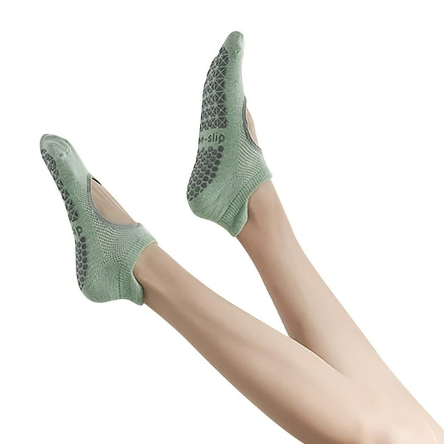 Ladies' Solid Color Backless Grip Socks Yoga Ankle Sports Socks Ladies' Anti Slip Slippers Socks Sports Socks Sock Green