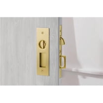 Emtek Modern Rectangular Pocket Door Lock - Satin Brass Finish, Privacy Mortise Lock