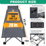 Slsy Folding Camping Cots with 3.3 Inch 2 Sided Mattress,75* 28 Folding Bed Cot with Carry Bag,Folding Sleeping Cot Guest Bed
