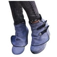 thumbnail image 4 of adviicd Comfortable Boots for Women Round Solid Short Buckle Wedges Women Shoes Toe Retro Keep Warm Color Booties, 4 of 5