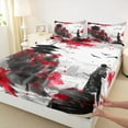 thumbnail image 3 of Castle Fairy Japanese Samurai 4pcs Bed Sheets for Boys Girls,Anime Exotic Style King Sheets,Black Red Super Cozy Sheet Set,Lightweight Room Decor, 3 of 7