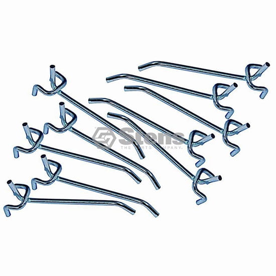 Pack of 10 4 Stens 785-027 Metal Pegboard Hook Pack of 10 Fits 1//4 and Larger Pegboard Holes Fits 1//4 and Larger Pegboard Holes 4
