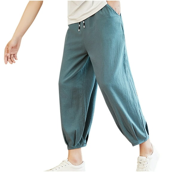 HomeGardon Men's Pants Mens Pants Plus Size Oversized Harlan Pants Men's Fashionable Linen Pants Trendy Loose Cotton Linen Men's Pants,M-XXXXXL