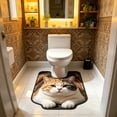 thumbnail image 5 of Gumesh Cute Cat U Shaped Bathroom Rugs Toilet Mat Cute Contour Rug Non Slip Water Absorbent Funny Bathroom Decor Washable Green Toilet Rug 20x16 Inch, 5 of 6
