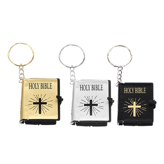 KAKOWELY Porte-Clés Chrétien 3 Pcs Mini Porte-Clés Bible Porte-Clés Chrétiens avec Versets Bibliques Perles Fournitures de Fabrication de Bijoux pour Présentation de Foi Personnelle 1.57"X1.38"X0.47 Pouces