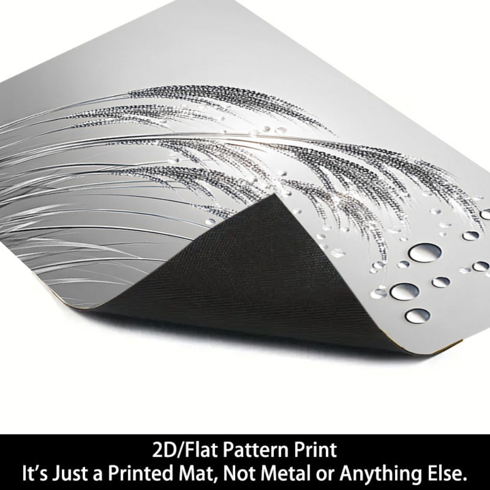 1 2D/flat stove cover protection pad, silver-toned grass ear water droplet pattern design, 28.3x20.5 inches (72×52cm), easy to clean, perfectly suitable for any kitchen, washing machine, dryer, stove