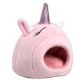 thumbnail image 4 of Unicorn Shape Hamster Hideout Plush Warm House Bed for Chinchillas Mice Rabbit, 4 of 9