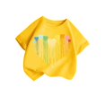thumbnail image 2 of Piuwrlz Kid Short Sleeve Sweatshirt Girls T-Shirts Solid Color Round Neck Cotton T Shirt Top Yellow Size 4 Years, 2 of 7
