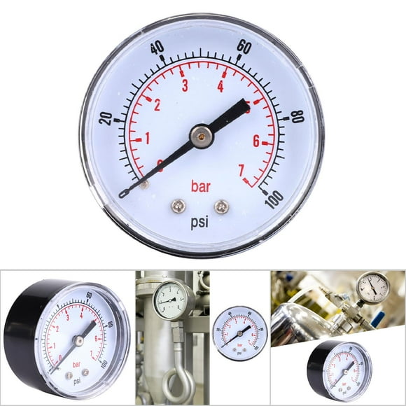 Dual Scale Pressure Gauge, 50mm Dial Display, 1/8” BSPT Back Connection Water Oil Air Gas Gauge Meter