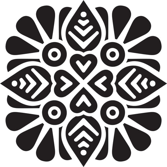 Printtoo Floral Mandala Pattern Wooden Square Rubber Crafting Textile Stamp-4 x 4 Inches