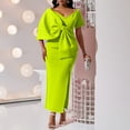 thumbnail image 2 of AURA Plus Size Women Sexy V Neck Big Bow High Waist Split Maxi Party Dress Elegant Bodycon Evening Gown, 2 of 7