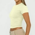 thumbnail image 6 of LISTHA Womens Summer Crop Tops Short Sleeve Tight Workout Crew Neck Tees Y2k Going Out Summer Shirt cream color XL, 6 of 7