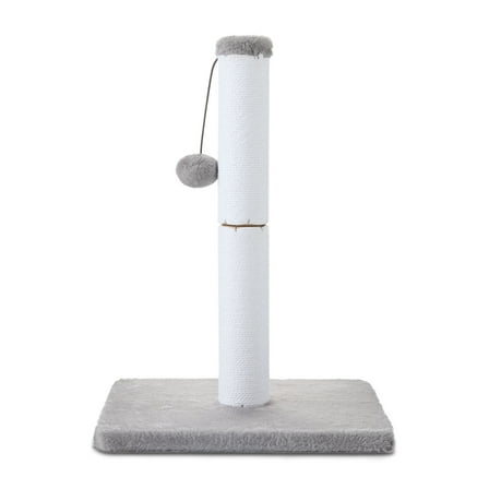 Vibrant Life Cotton Rope Cat Scratching Post with Dangling Ball, White and Gray, 17" x 12"