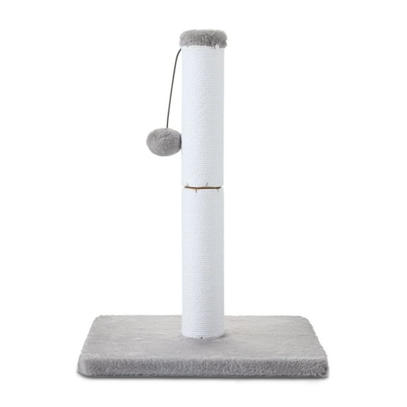 Vibrant Life Cotton Rope Cat Scratching Post with Dangling Ball, White and Gray, 17" x 12"