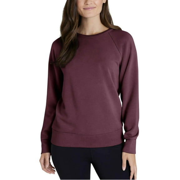 Eddie Bauer Women's Crewneck Sweatshirt Brushed Four Way Stretch Casual Active Top-Red / L