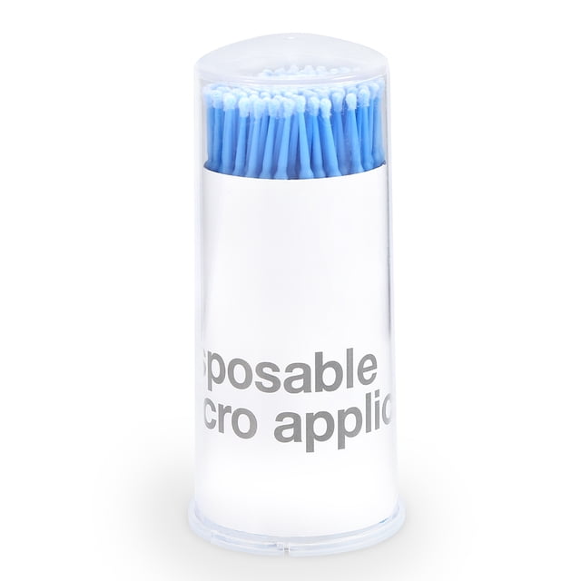 Cepillo de rímel desechable para extensiones de pestañas, 100 unidades por caja, barra de limpieza grande, color azul