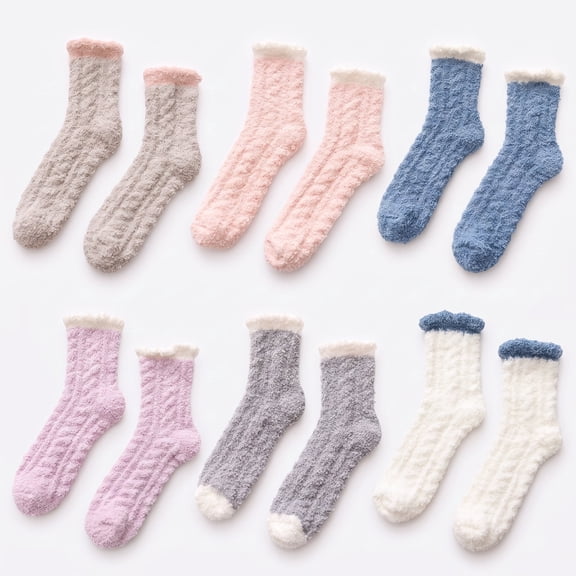 Fuzzy Slipper Socks for Women, Ultra Soft Plush Warm Cabin Sleeping Socks - Non-Slip Cozy Winter Gifts, Multi-color One Size Fits Most