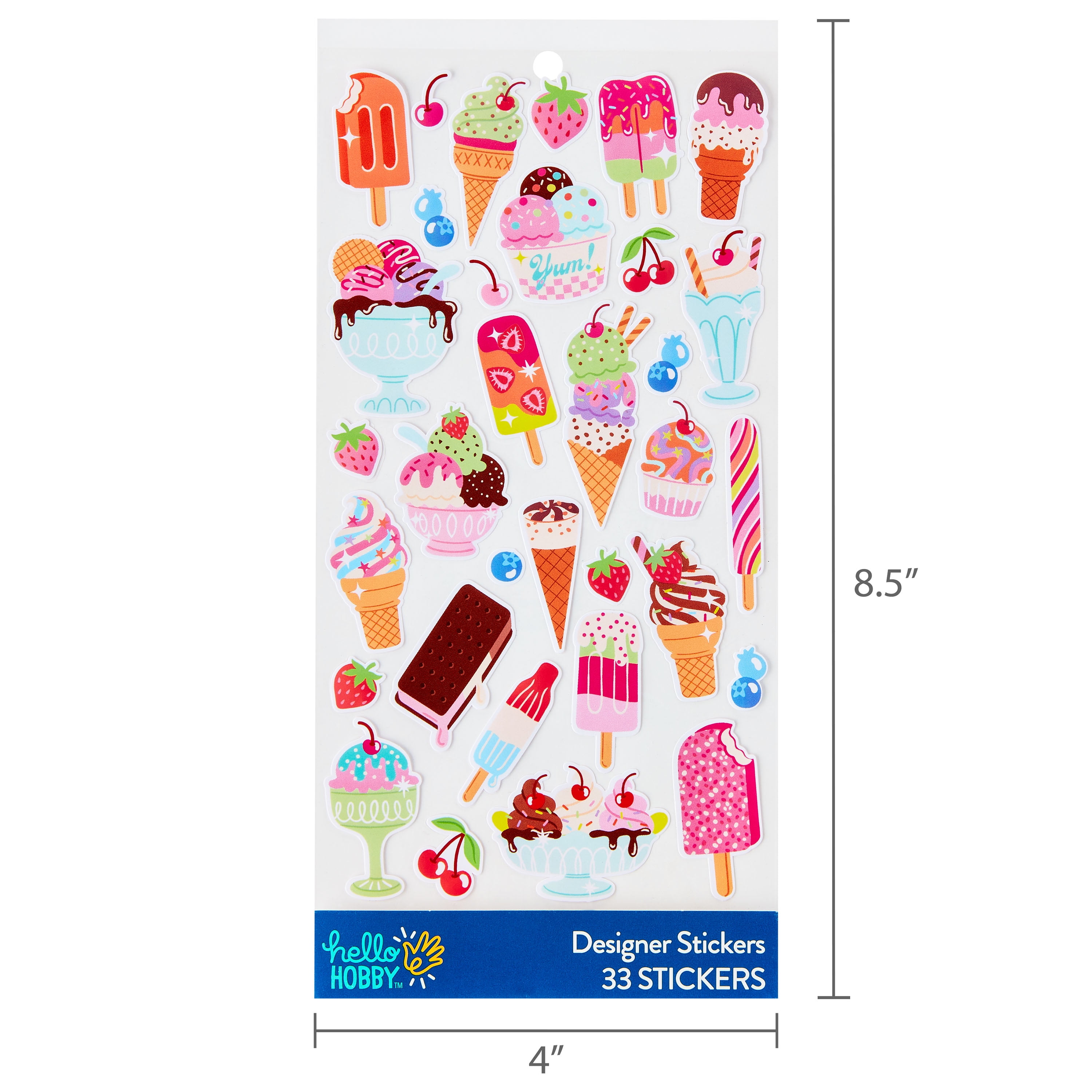Hello Hobby Multicolor Sweet Treats Designer Stickers, 33 Count