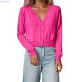 thumbnail image 2 of Kureaily Women's Lightweight Knit Cardigan Long Sleeve Short V Neck Open Front Sweater Casual Wear With Pockets For Spring Fall Winter Womens Long Cardigan, 2 of 5