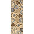 thumbnail image 5 of SAFAVIEH Courtyard Kristopher Floral Indoor/Outdoor Area Rug, Natural Brown/Blue, 2' x 3'7", 5 of 9