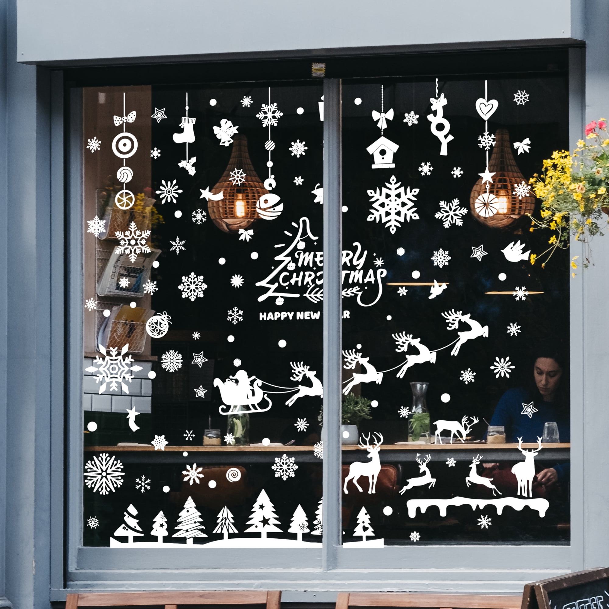 Unique Bargains Window Clings Party Supplies for Holiday White Pendant Christmas Tree
