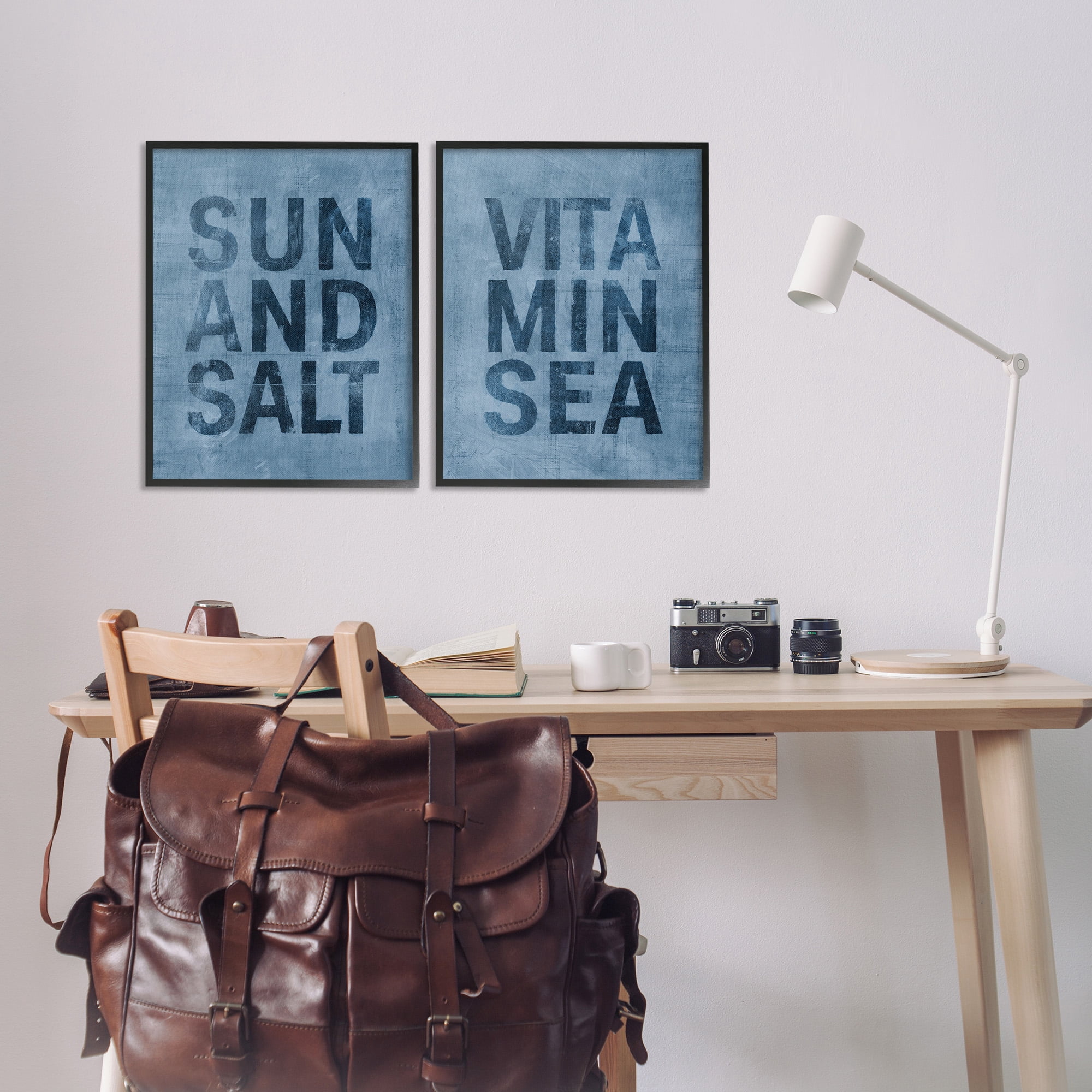 Stupell Industries Summer Beachy Phrases Nature Painting Black Framed Art Print Wall Art, 16 x 20, Set of 2