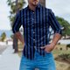 thumbnail image 3 of Camisas Para Hombre Camisa de manga larga con botón de solapa y estampado digital abstracto casual para hombre (Blue, 3XL), 3 of 5
