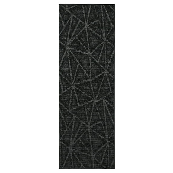 Furnish My Place Indoor Floor Rug - 4 ft. x 28 ft., Black, Geometrical Print, Customized Area Rug for Bedrooms, Hallways, Living Rooms